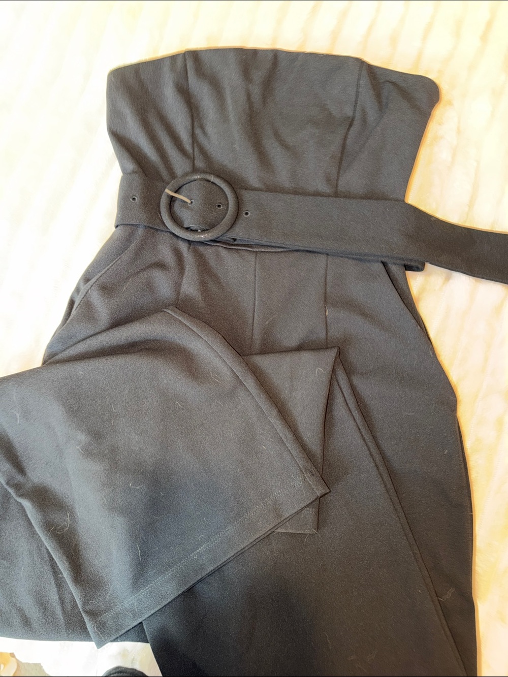 Forever 21 Black Strapless Belted Jumpsuit